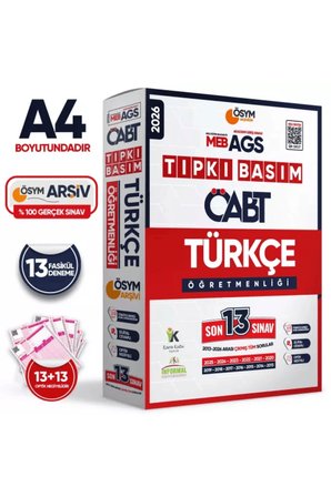 2026 MEB-AGS ÖABT Türkçe Öğretmenliği ÖSYM Tıpkı Basım 13lü Deneme Paketi Dijital Cevaplı