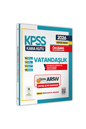 2026 KPSS Önlisans/Ortaöğretim VATANDAŞLIK Kara Kutu ÖSYM Çıkmış Çözümlü Soru Bankası Konu Özetli