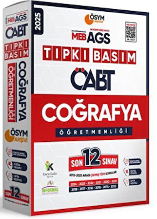 2025 MEB-AGS ÖABT Coğrafya Öğretmenliği ÖSYM Tıpkı Basım 12lİ Deneme Paketi Dijital Çözümlü
