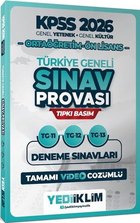 2026 KPSS Ortaöğretim Ön Lisans GY GK Türkiye Geneli Sınav Provası Tıpkı Basım 11-12-13 Deneme Yediiklim