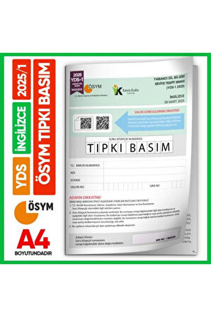 YDS İngilizce 2025/1 Yabancı Dil Sınavı ÖSYM Tıpkı Basım Çıkmış Soru Deneme Kitapçığı (e-YDS uygun)