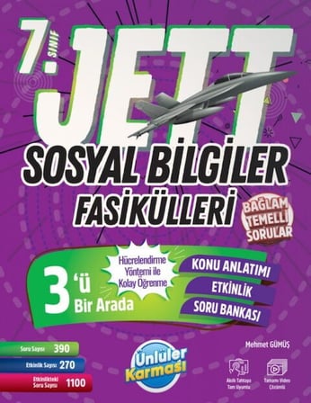 7. Sınıf Sosyal Bilgiler JETT Soru Fasikülleri Ünlüler Yayınları