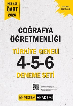 Pegem 2026 ÖABT MEB-AGS Coğrafya Öğretmenliği Türkiye Geneli 3 Deneme (4-5-6) Pegem Akademi Yayınları