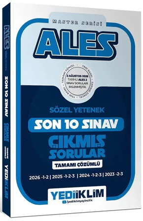 Yediiklim Yayınları ALES Master Serisi Sözel Yetenek Tamamı Çözümlü Son 10 Sınav Çıkmış Sorular 