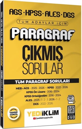 AGS KPSS ALES DGS Tüm Adaylar İçin Paragraf Tamamı PDF Çözümlü Tüm Paragraf Soruları Çıkmış Sorular Yediiklim