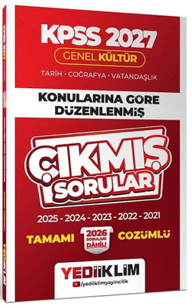 2027 KPSS Genel Kültür Konularına Göre Düzenlenmiş Tamamı Çözümlü Çıkmış Sorular Yediiklim Yayınları