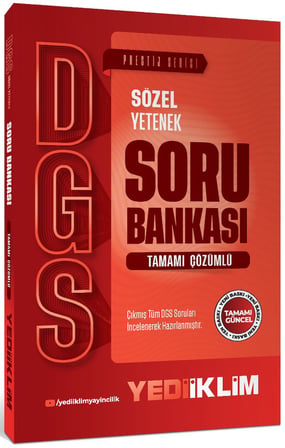 Yediiklim Yayınları 2027 DGS Prestij Serisi Sözel Yetenek Tamamı Çözümlü Soru Bankası