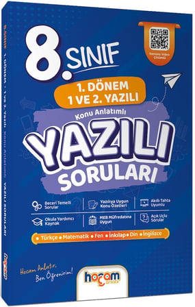 Hocam Anlatır 8. Sınıf Konu Anlatımlı Yazılı Soruları Tamamı Video Çözümlü-Hediye Planlama Kitapçığı