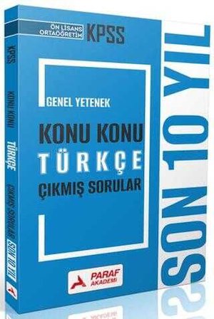 Paraf Akademi 2026 KPSS Lise Ortaöğretim Ön Lisans Türkçe Çıkmış Sorular Son 10 Yıl Konu Konu Çözümlü Paraf Akademi Yayınları
