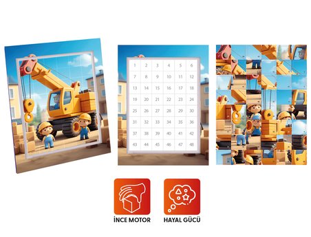 Playever Sticker Puzzle - İnşaat, Çıkartmalı Yapboz Etkinlik Kitabı