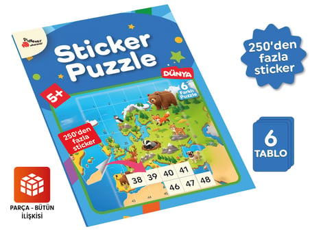 Playever Sticker Puzzle - Dünya, Çıkartmalı Yapboz Etkinlik Kitabı