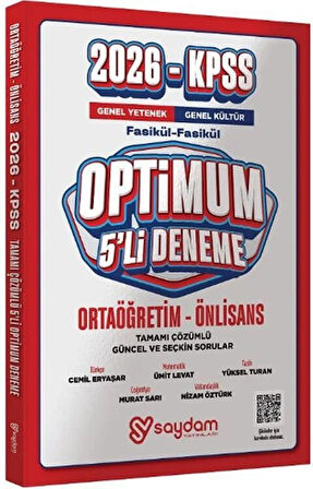 Saydam Yayınları 2026 KPSS Lise Ortaöğretim Ön Lisans Optimum 5 Deneme