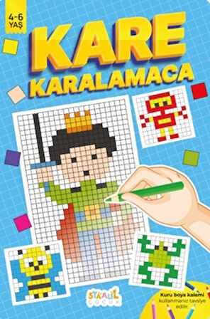 Kare Karalamaca - Çocuklar için Boyama ve Aktivite Kitabı
