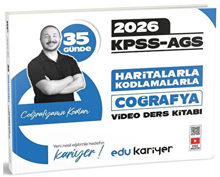 EDU Kariyer 2026 KPSS MEB-AGS 35 Günde Haritalarla Kodlamalarla Coğrafyanın Kodları Video Ders Notları Kitabı - Yunus Turan EDU Kariyer