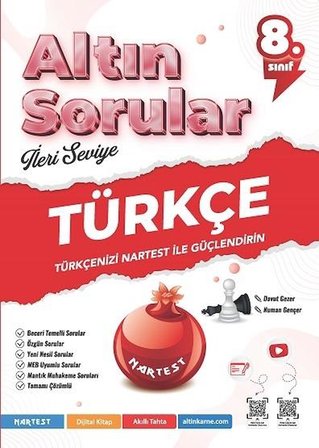 Nartest Yayınları 8.Sınıf Altın Sorular İleri Seviye Türkçe-Matematik-Fen Bilimleri-İnkılap Tarihi Seti (4 Kitap)