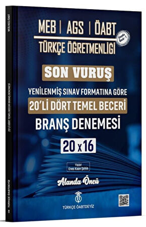 Türkçe ÖABTDEYİZ ÖABT MEB-AGS Türkçe Dört Temel Beceri Son Vuruş 20 Deneme Çözümlü - Enes Kaan Şahin Türkçe ÖABTDEYİZ