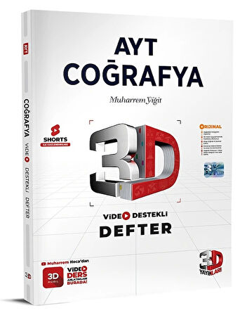 3D Yayınları AYT Coğrafya Video Destekli Defter Yeni