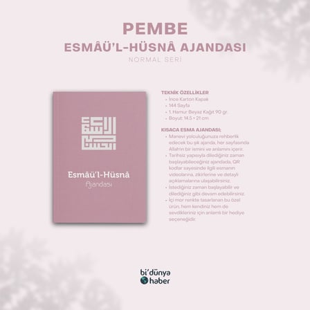 Esmaül Hüsna Ajandası - Normal Seri - Pembe