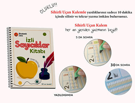 İzli Sayıcıklar Kitabı Oluklu( 1 adet sihirli uçan kalem- tutma aparatı, 5 adet kalem içi)