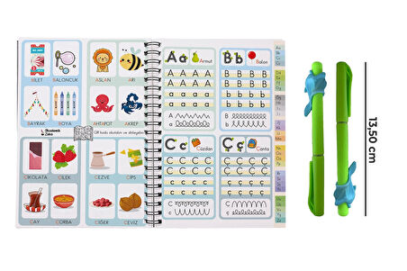 İzli Abc Kitabı ( 1 adet sihirli uçan kalem-aparatı ve 5 adet kalem içi)
