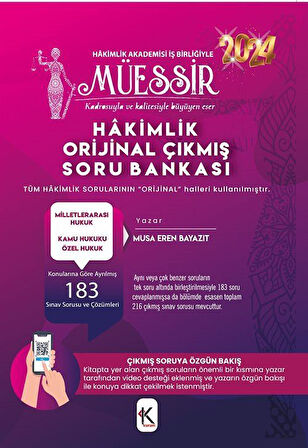 Müessir Adli-İdari Hakimlik Çıkmış Soru Bankası Milletlerarasi Hukuk / Musa Eren Bayazıt