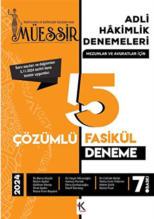Müessir Adli Hakimlik Denemeleri 2024 Çözümlü 5 Deneme / Kolektif