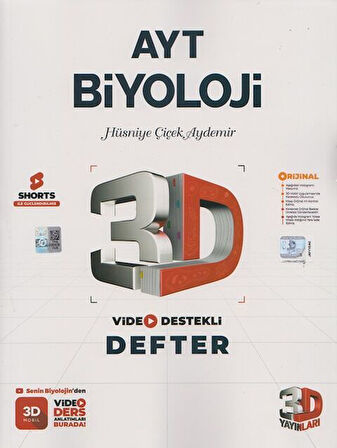 3D AYT Biyoloji Video Destekli Defter 3D Yayınları