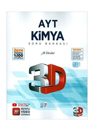 2025 AYT 3D Kimya Tamamı Video Çözümlü Soru Bankası 3D Yayınları