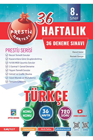 Nartest 8. Sınıf Haftalık Türkçe  Denemeleri (Prestij Serisi)