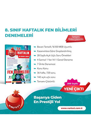 Nartest 8. Sınıf LGS Haftalık Fen Bilimleri Denemeleri (Prestij Serisi)