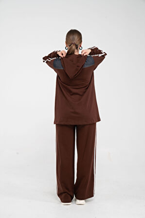 Kontrast Detaylı Fermuarlı Spor İkili Takım K1748