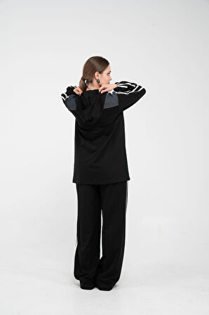 Kontrast Detaylı Fermuarlı Spor İkili Takım K1748