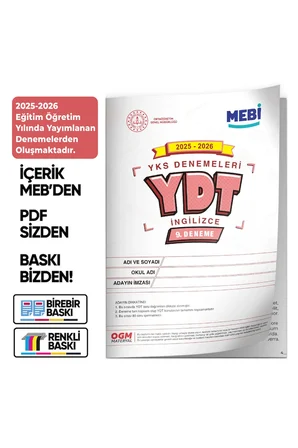 2026 YKS-YDT İNGİLİZCE MEBİ OGM Güncel Seri Online Deneme 11li SET BASKI ÜCRETİ