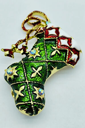 Zarif Yeşil Yılbaşı Çorabı Broş