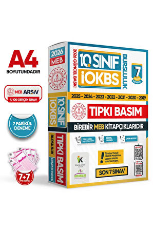 2026 10.Sınıf İOKBS (BURSLULUK SINAVI) MEB Çıkmış Soru Tıpkı Basım Deneme Paketi 7li Türkiye Geneli