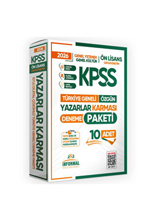 2026 KPSS ÖnLisans Yazarlar Karması GY-GK Türkiye Geneli Kurumsal 10lu Deneme Paketi Dijital Çözüm