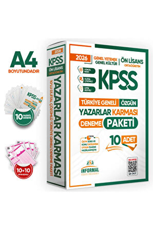 2026 KPSS ÖnLisans Yazarlar Karması GY-GK Türkiye Geneli Kurumsal 10lu Deneme Paketi Dijital Çözüm