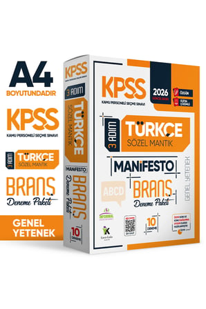 2026 KPSS Ön Lisans - Ortaöğretim 3 Adım 5li Manifesto Dijital Çözümlü Branş Deneme Seti
