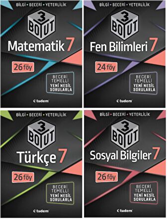 Tudem 7.Sınıf 3 Boyut 4'lü Föy SET
