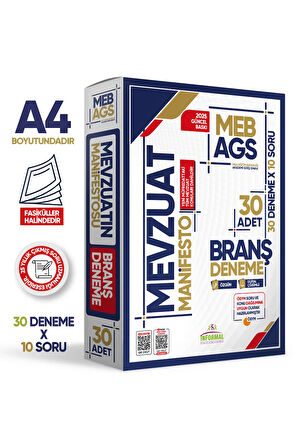 2025 MEB AGS MEVZUAT Manifesto Branş Deneme PAKETİ 30lu (30x8) Fasikül SETİ Özgün Dijital Çözümlü