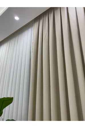 Lüks Keten Fon Perde 1/2,5 Orta Pile - Krem