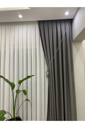 Lüks Keten Fon Perde 1/2,5 Orta Pile - Açık Gri