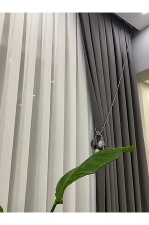 Lüks Keten Fon Perde 1/2,5 Orta Pile - Açık Gri