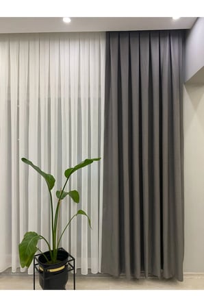 Lüks Keten Fon Perde 1/2,5 Orta Pile - Açık Gri