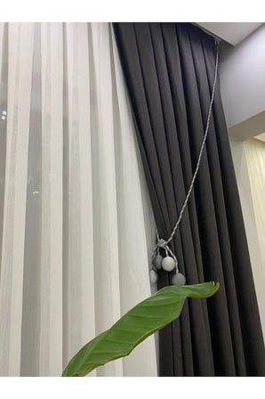 Lüks Keten Fon Perde 1/2,5 Orta Pile - Antrasit (Koyu Gri)