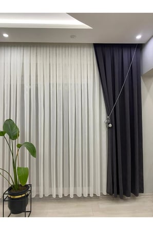 Lacivert Rengi Kadifemsi Ada Fon Perde – 1/2,5 Orta Pileli (V-24)