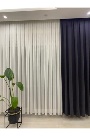 Lacivert Rengi Kadifemsi Ada Fon Perde – 1/2,5 Orta Pileli (V-24)