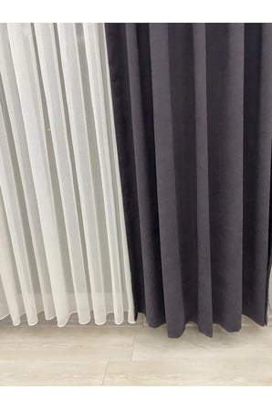Lacivert Rengi Kadifemsi Ada Fon Perde – 1/2,5 Orta Pileli (V-24)
