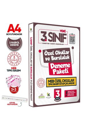 3.Sınıf Özel Okullar ve Bursluluk Hazırlık MEB Tıpkı Basım Deneme 3lü Fasikül SETİ