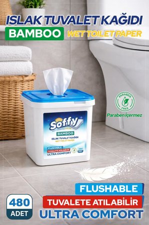 Soffy Islak Tuvalet Kağıdı Tuvalete Atılabilen Flushable Tuvalet Kağıt 480 Adet